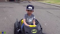 New Batman Batmobile Battery-Powered Ride-On Car Power Wheels Unboxing Test Drive With Ckn Toys-bi