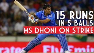India needs 15 Runs in 5 balls and 1 Wicket MS Dhoni on Strike