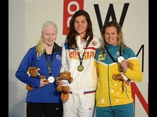 Swimming - men's 100m backstroke S13 medal ceremony - 2013 IPC Swimming World Championships Montreal