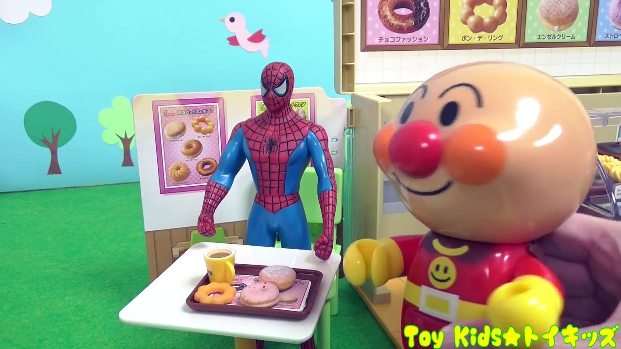 アンパンマン アニメおもちゃ ドーナツ売り切れちゃった❤ドーナツ屋さん ミスタードーナツ ミスド お店やさんごっこ スパイダーマン Toy Kids トイキッズ animation anpanman