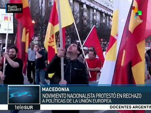 Protestan en Macedonia contra las políticas de la Unión Europea