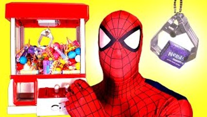 Spiderman & Candy Machine vs Maleficent! w/ Frozen Elsa, Pink Spidergirl & Doctor! Superhero Fun :)