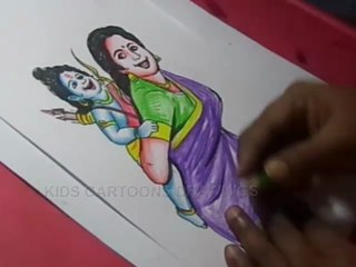 How to Draw Lord Sri Rama and her mother Kousalya Drawing