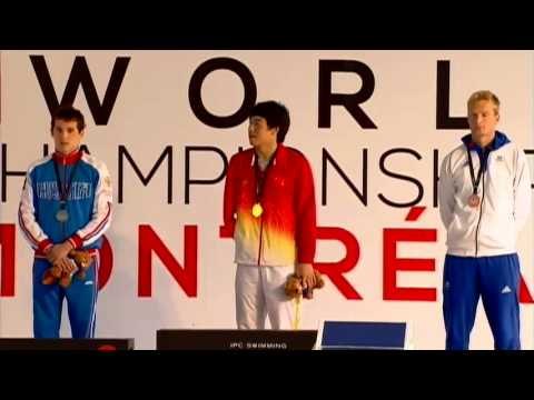 Swimming - men's 100m butterfly S8 medal ceremony - 2013 IPC Swimming World Championships Montreal