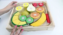 Toy cutting velcro wooden & plastic fruits food playset Fruta de madera para cortar & Surprise eggs