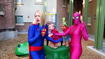 BABY FROZEN ELSA   SPIDER-MAN VS BAD JOKER KIDNAPPED BABIES! SUPERGIRL, Catwoman, Police,