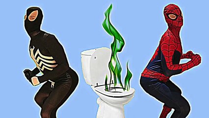 SuperHero TOILET Prank !!! Black Spiderman vs Ultimate Spiderman in REAL LIFE | Funny POOP scene !!