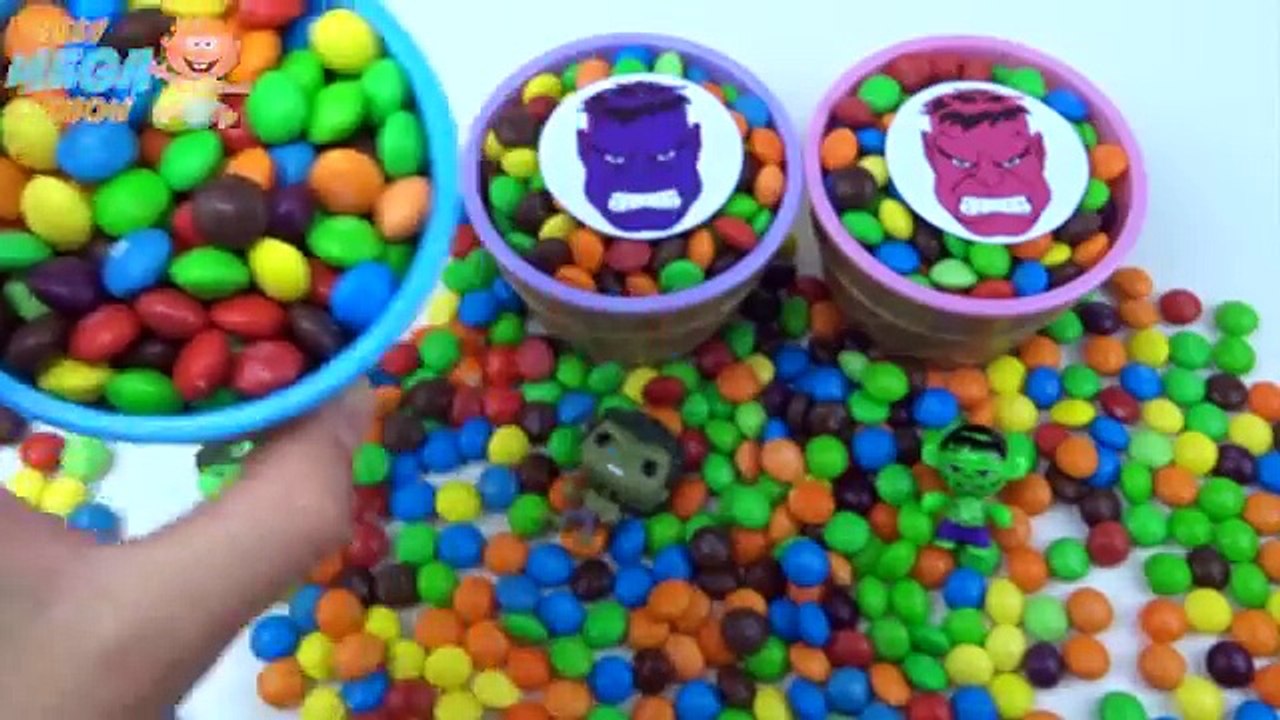 Ice Cream Cups Stacking Candy Skittles Surprise Toys Spiderman Hulk Marvel Avengers For Ki