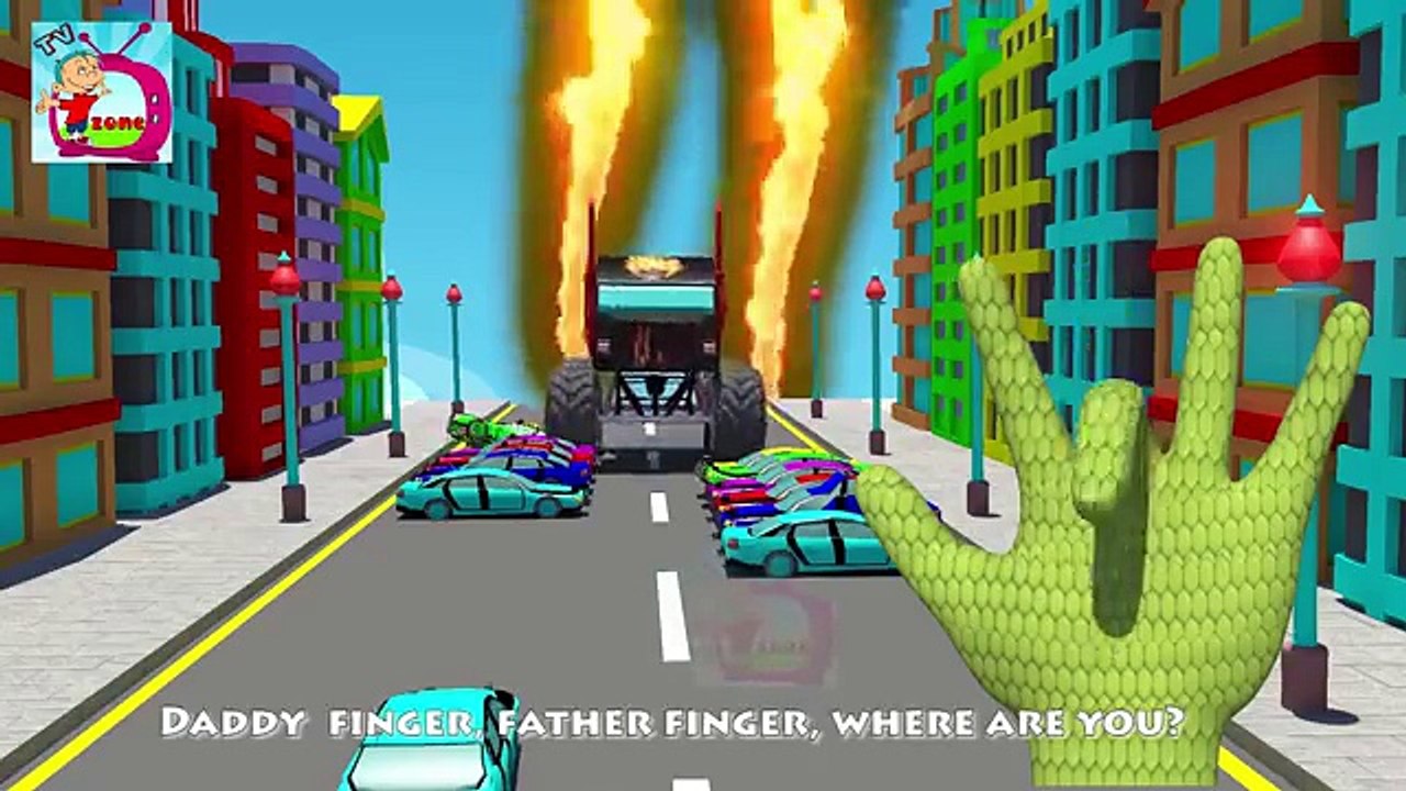 Finger Family Monster Trucks Cartoons | Fire Truck, Ambulance & Police Cars in Children Rh