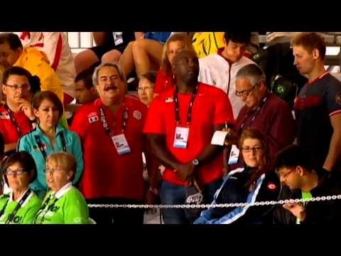 Swimming - men's 50m backstroke S4 medal ceremony - 2013 IPC Swimming World Championships Montreal