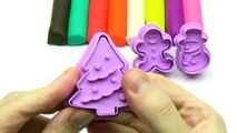 Learn Colors Play Doh with Christmas Fir-tree Christmas Snowman Molds Fun & Creative for C