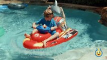 GIANT Inflatable Shark, Water Balloons Fight & Pool Tricks w_ Water Toys Family Fun Video for Kids-Ic_ZQWWwwRM