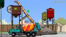 Cars & Trucks Cartoons for children - Cement Truck with Excavator Crane - Kids Cartoon