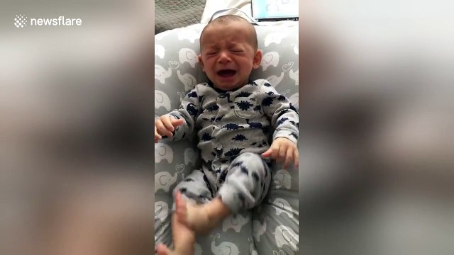 Baby stops crying when he smells mother's dirty laundry