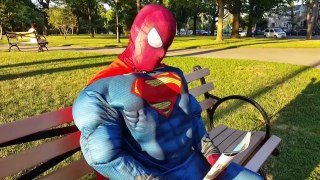 SUPER SPIDERMAN vs THE MASK IRL - Spider-man Diet Coke and Mentos Prank - Real Life-QdSl