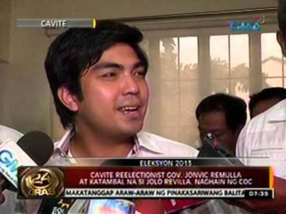 24 Oras: Cavite Reelectionist Gov. Jonvic Remulla at katambal na si Jolo Revilla, naghain ng COC