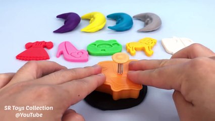 Play-Doh Moons with Assorted Cookie Cutters Learn Colors f