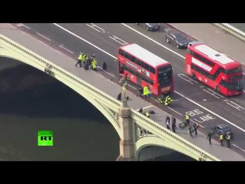 London: Aftermath of terror attack near UK Parliament (Drone footage)