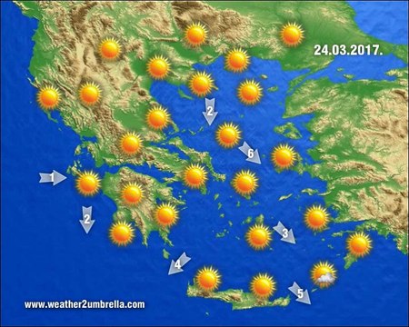 Η πρόγνωση του καιρού για την Παρασκευή 24-3-2017