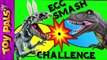 DINOSAUR Easter EGGS SMASH Challenge with Indominus, T-Rex and More Dinosaurs-oFakd4q1