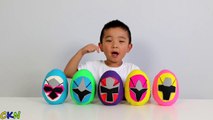 Power Rangers Ninja Steel Play-Doh Surprise Eggs Opening Morphing Fun With Ckn Toys-sk_