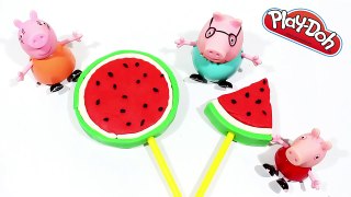 Play doh watermelon cake - peppa pig toys eat cake funny videos #kids