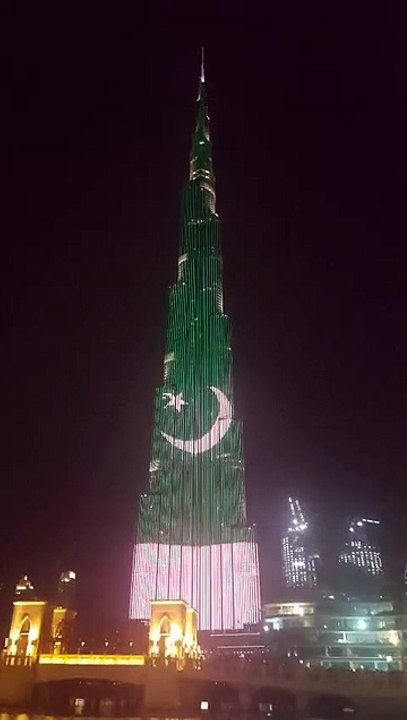 Burj Khalifa Lights Up With The Pakistan National Flag