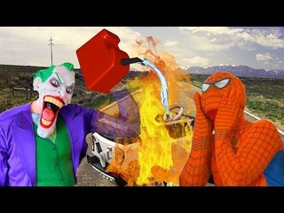 # Spider man HELP CAR From Joker BURNING FIRE! Elsa Hulk Superheroes In Real Life !