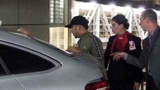 'LEWIS HAMILTON - with mystery blonde at Melbourne Airport in Benz SUV ' #exclusive 20-3-17