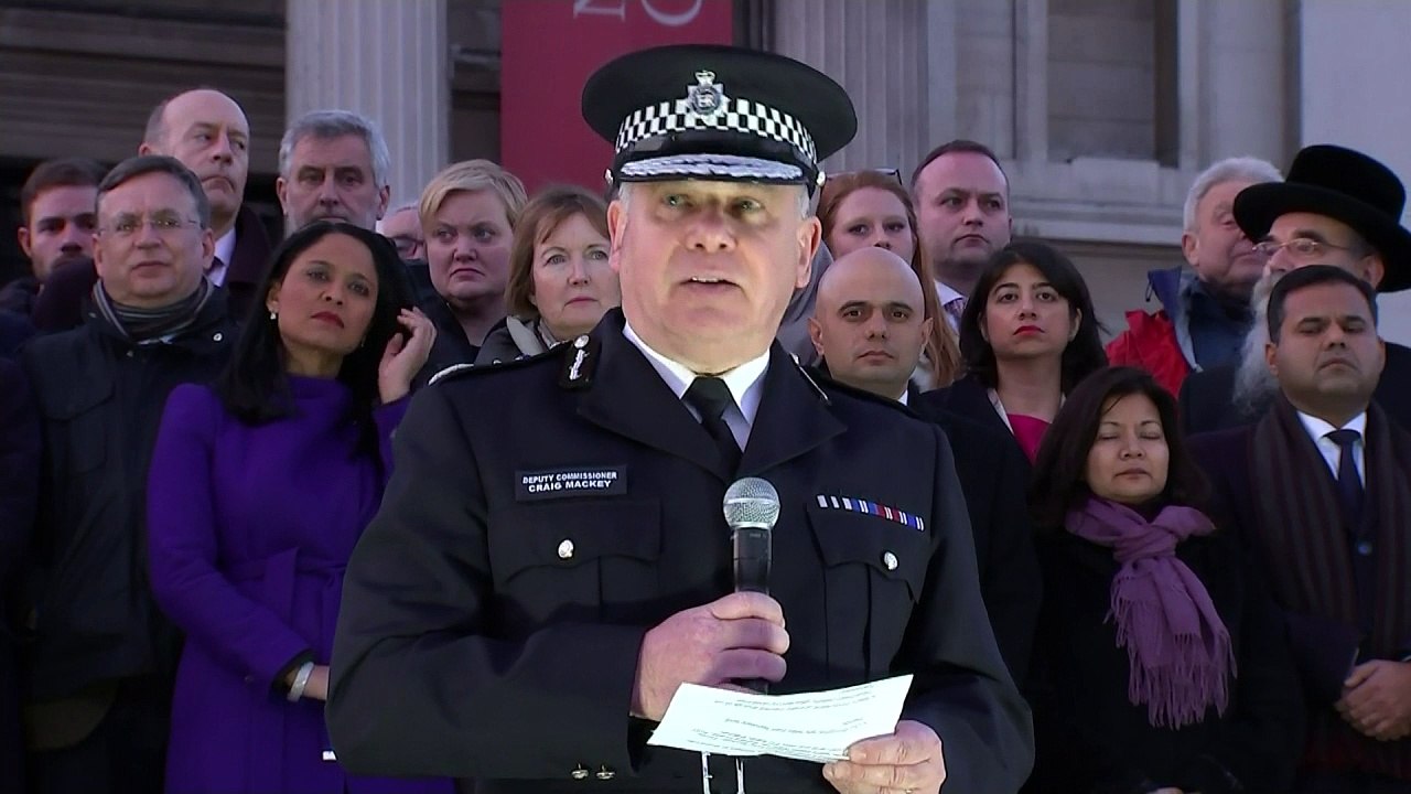 Acting Metropolitan Police Commissioner speaks at vigil