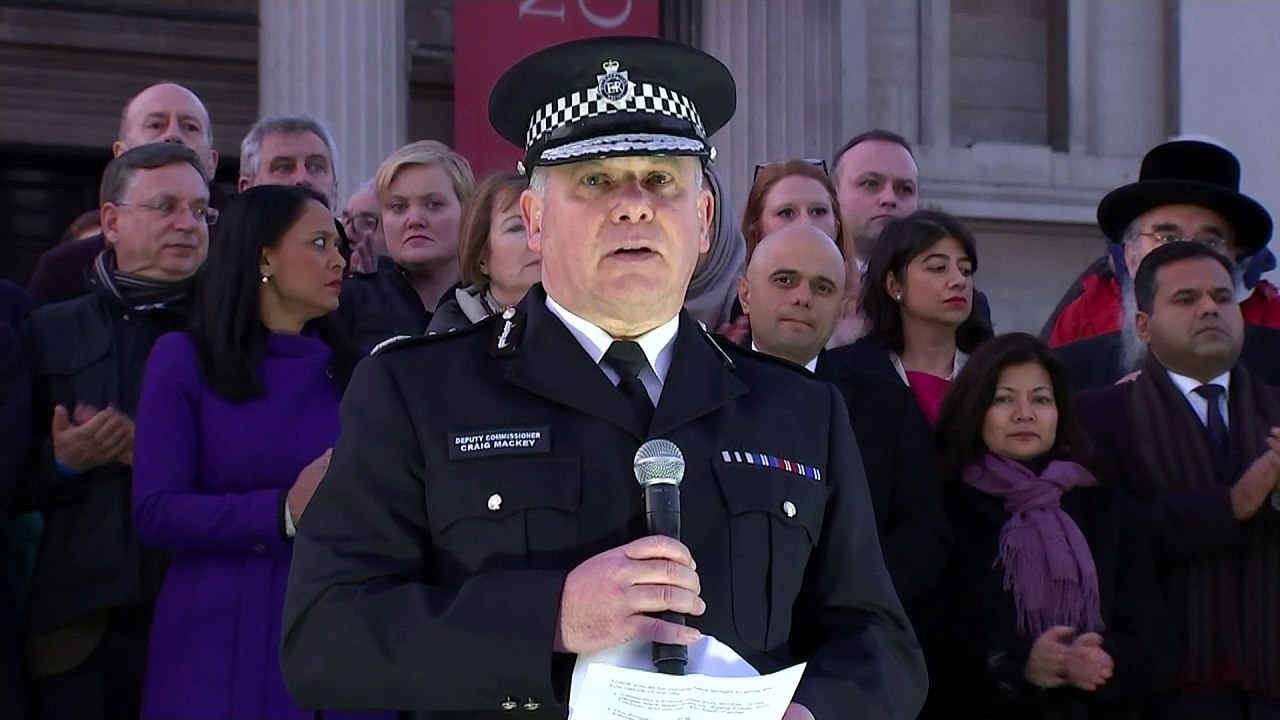 Vigil Takes Place in Trafalgar Square for attack victims