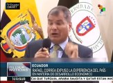 Expone Rafael Correa avances en desarrollo económico de Ecuador