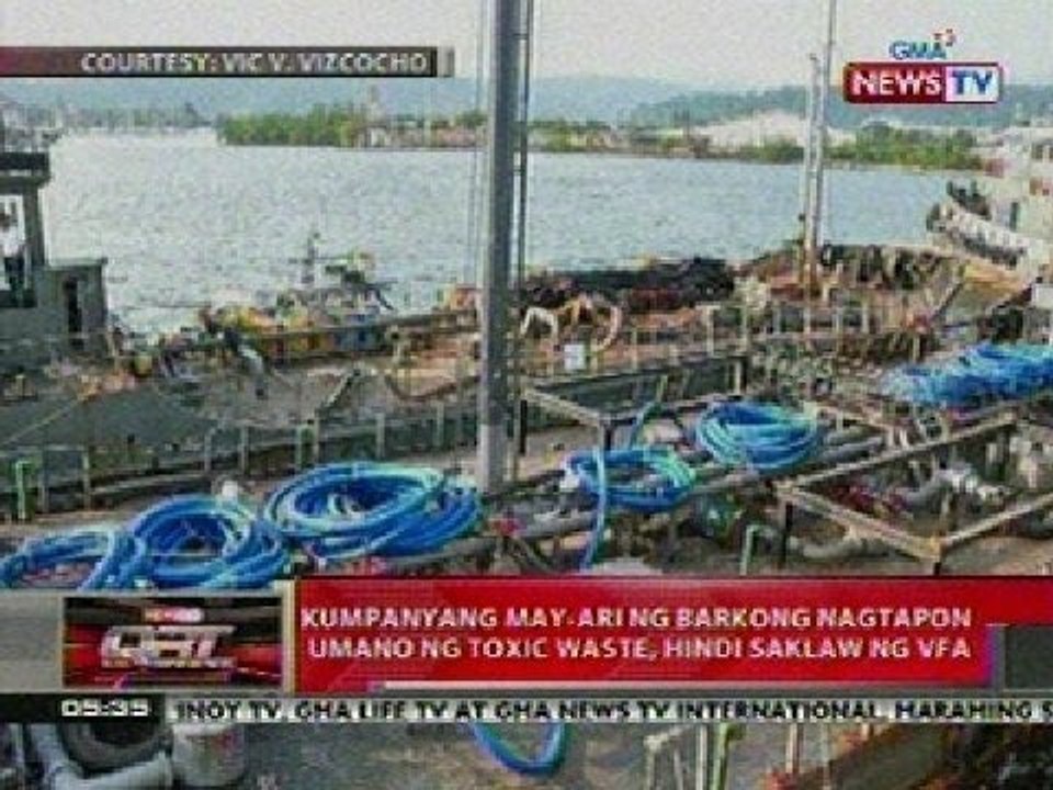 QRT: Kumpanyang may-ari ng barkong nagtapon ng toxic waste, hindi saklaw ng VFA