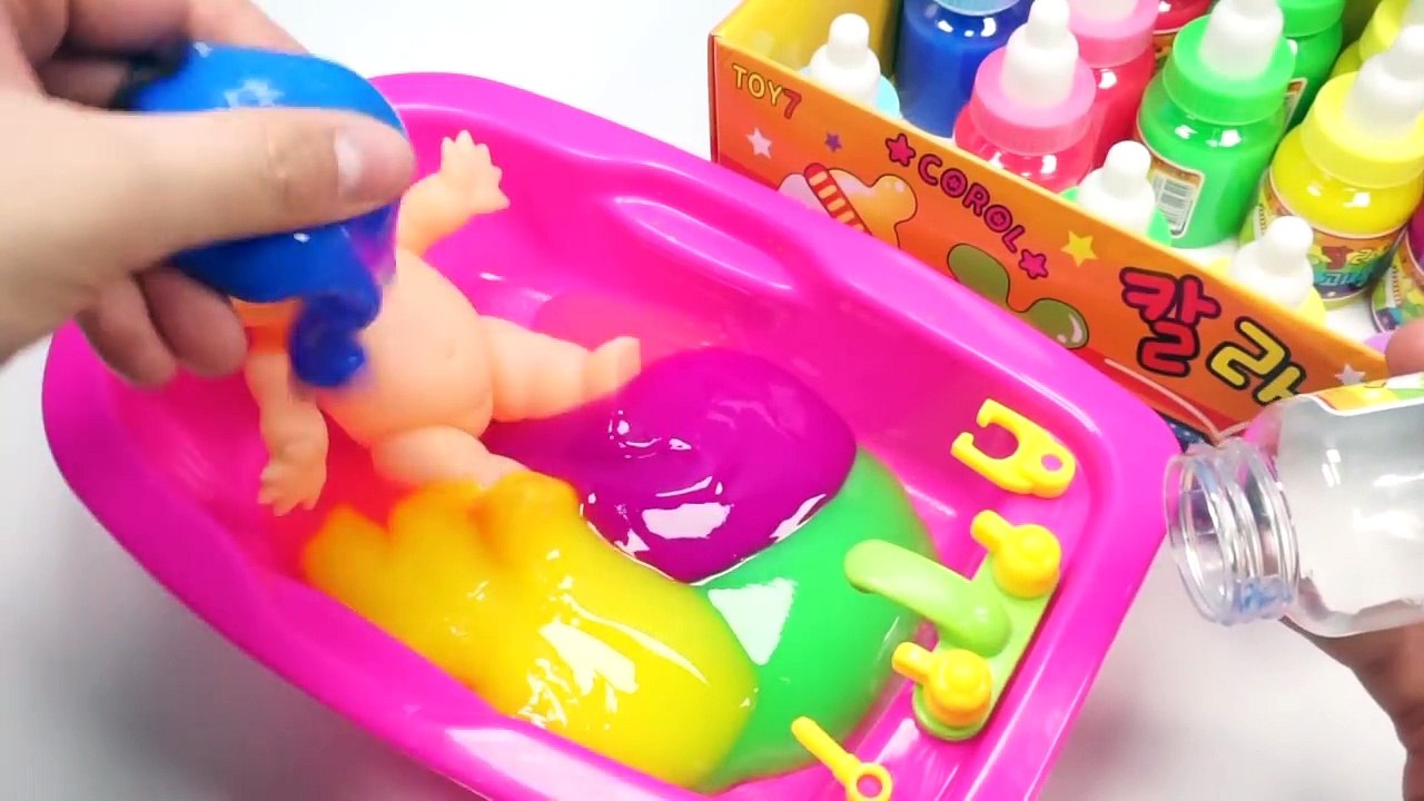 Numbers Counting Baby Doll Colours Slime Bath Time Learn Colors Clay Slime Surprise Toys