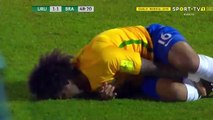 Marcelo Horrific Injury - Uruguay vs Brazil (23.03.2017)