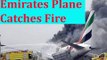 Emirates plane catches fire at Dubai Airport (Watch video) - Oneindia Tamil
