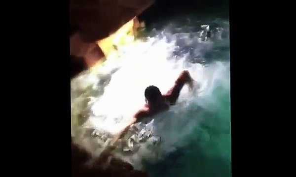 Drunk Guy Immediately Regrets Jumping Into Pool Full Of Sharks Crazy Footage