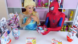 Frozen Elsa plays with Paw Patrol Activity Cube w/ Spiderman Surprise eggs Play Doh Molds