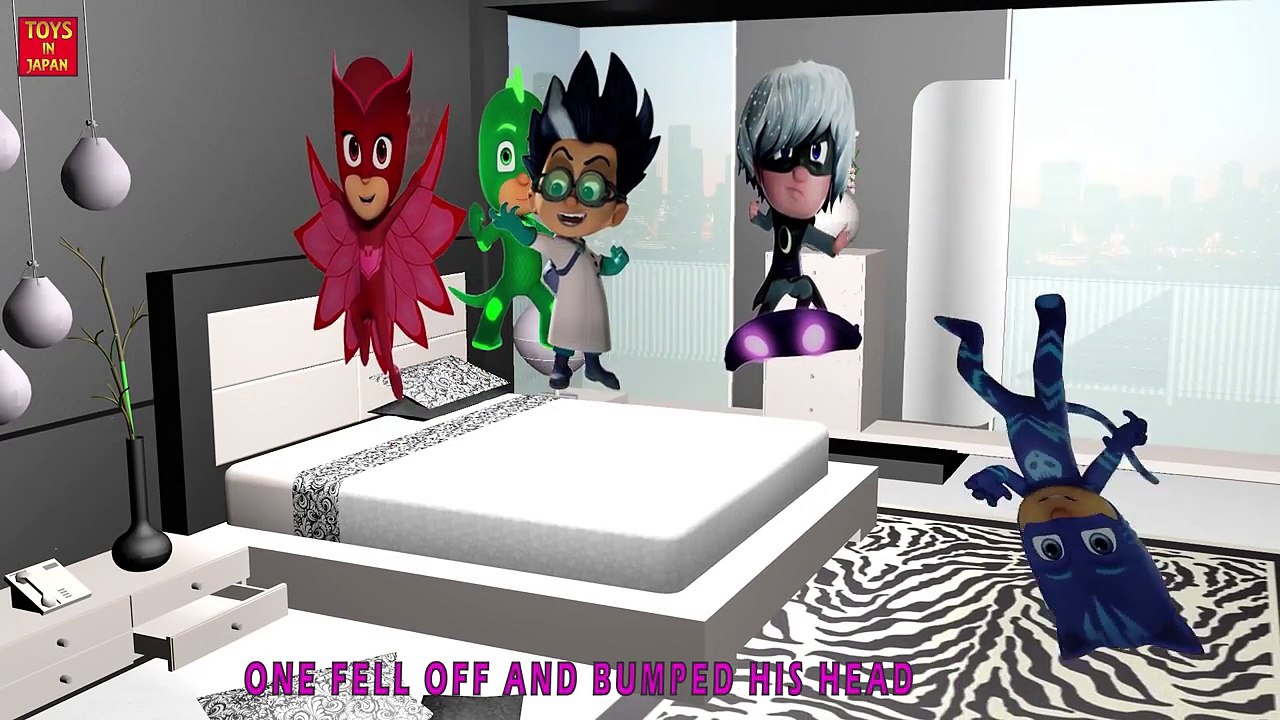 PJ Masks Nursery Rhyme Song - 5 Little Monkeys Jumping on the Bed