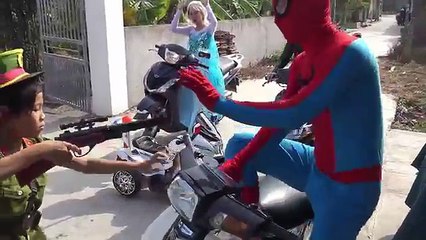 Joker Become Police attach Spiderman vs Frozen Elsa Funny videos Pranks For kids SuperHero