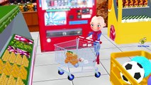 Spiderman Frozen Queen Elsa SpiderGirl Baby Hulk Shopping Cart Finger Family Nursery Rhyme
