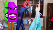 Frozen Elsa Chocolate Attack! Spiderman vs Vampire Ice Cream w Maleficent Jack Frost Super