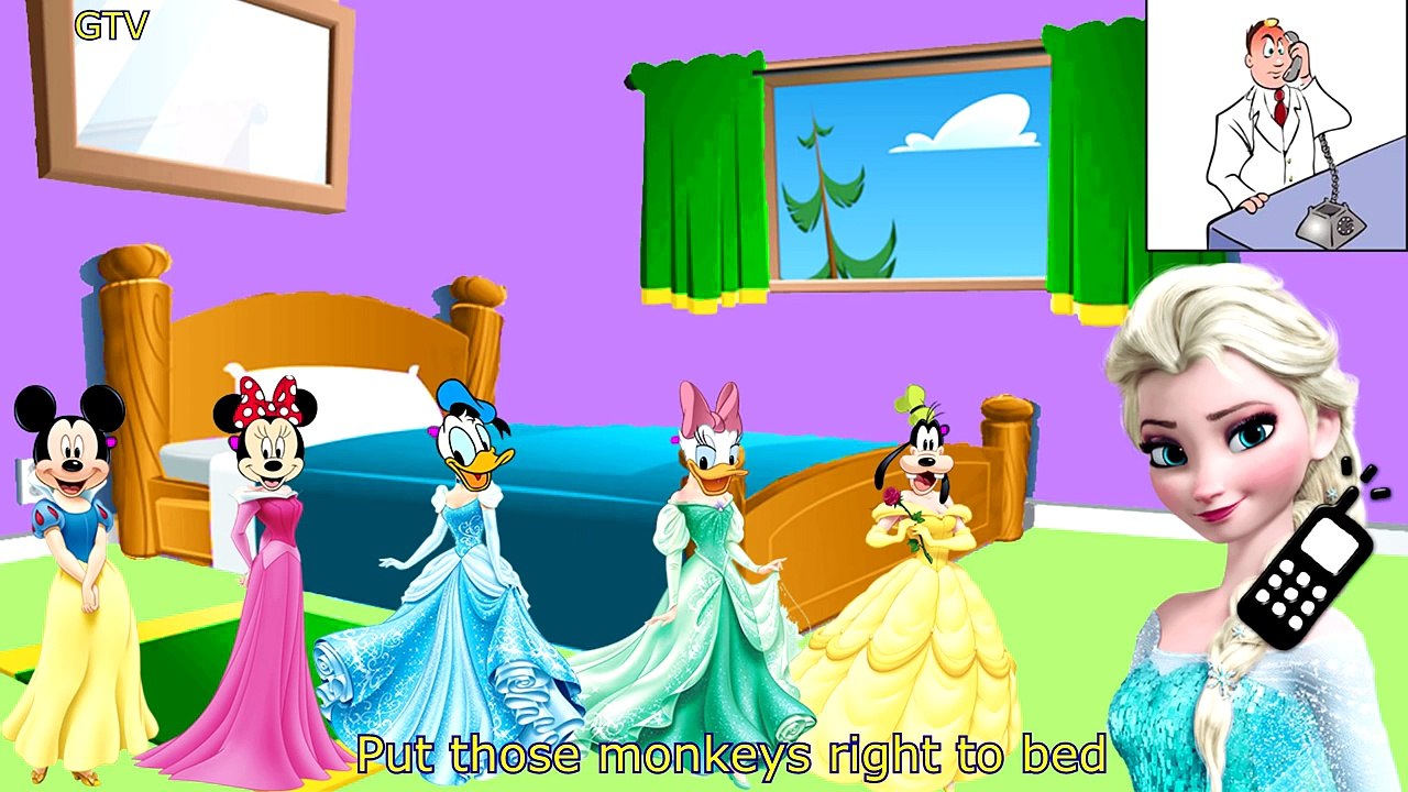mickey mouse transforms into disney princess / five little monkeys jumping on the bed baby