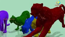 Dinosaur Gorilla Colors Elephant Lion Monkey Tiger Playing | Animals Cartoon Car Racing Fo