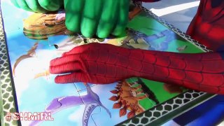 SPIDERMAN Riding T-REX - Captain Spiderman America vs T-Rex - Superhero Fun In Real Life -