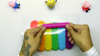 Play Doh RAINBOW Ice Cream with Peppa Pig and Minions How to Make Popsicle
