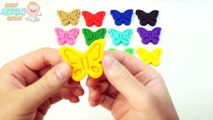 Modelling Clay Learn Colours with Play Doh Butterfly Mold and Pacman Rainbow Roller Pin