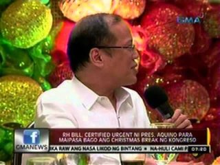 24 Oras: RH Bill, certified urgent ni Pres. Aquino para maipasa bago ang Christmas break ng Kongreso