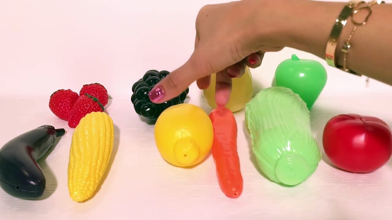 Learn names of fruits and vegetables with toy velcro cutting fruits and vegetables esl asm