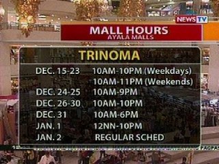 BT: Extended Mall Hours schedules